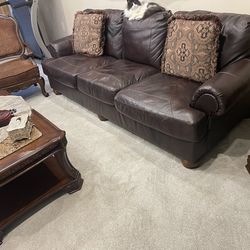 Leather living room sofa and love seet