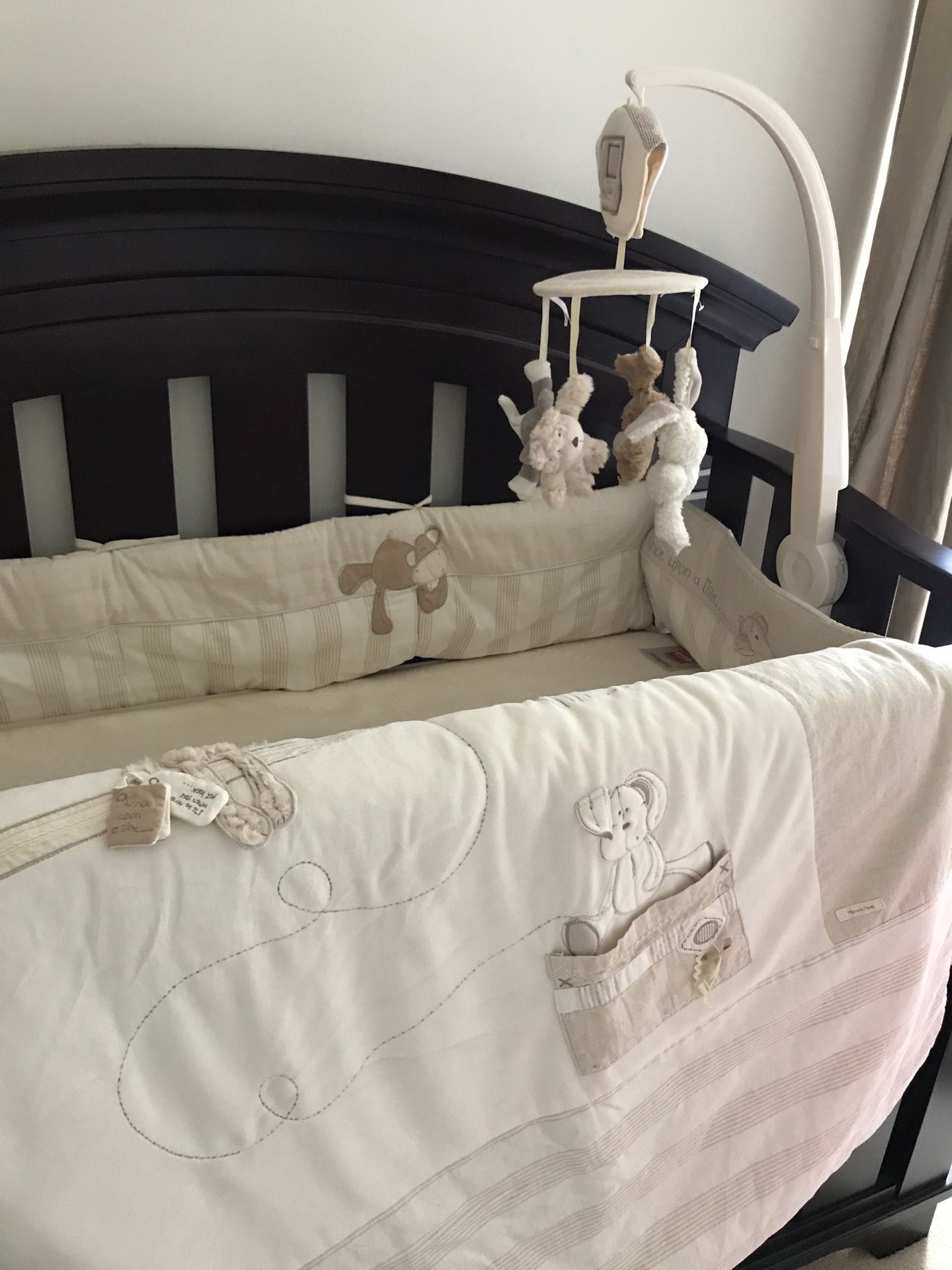 Baby Crib + Mattress (includes Mammas & Pappas crib set).