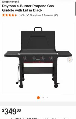 Shop Nexgrill Daytona 4-Burner Propane Gas Griddle with Lid in Black