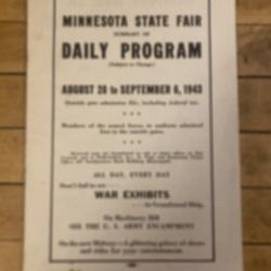 1943 Minnesota State Fair Program / daily Schedule