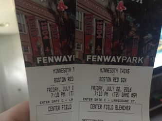 Two tickets for soxs vs twins Friday July 22