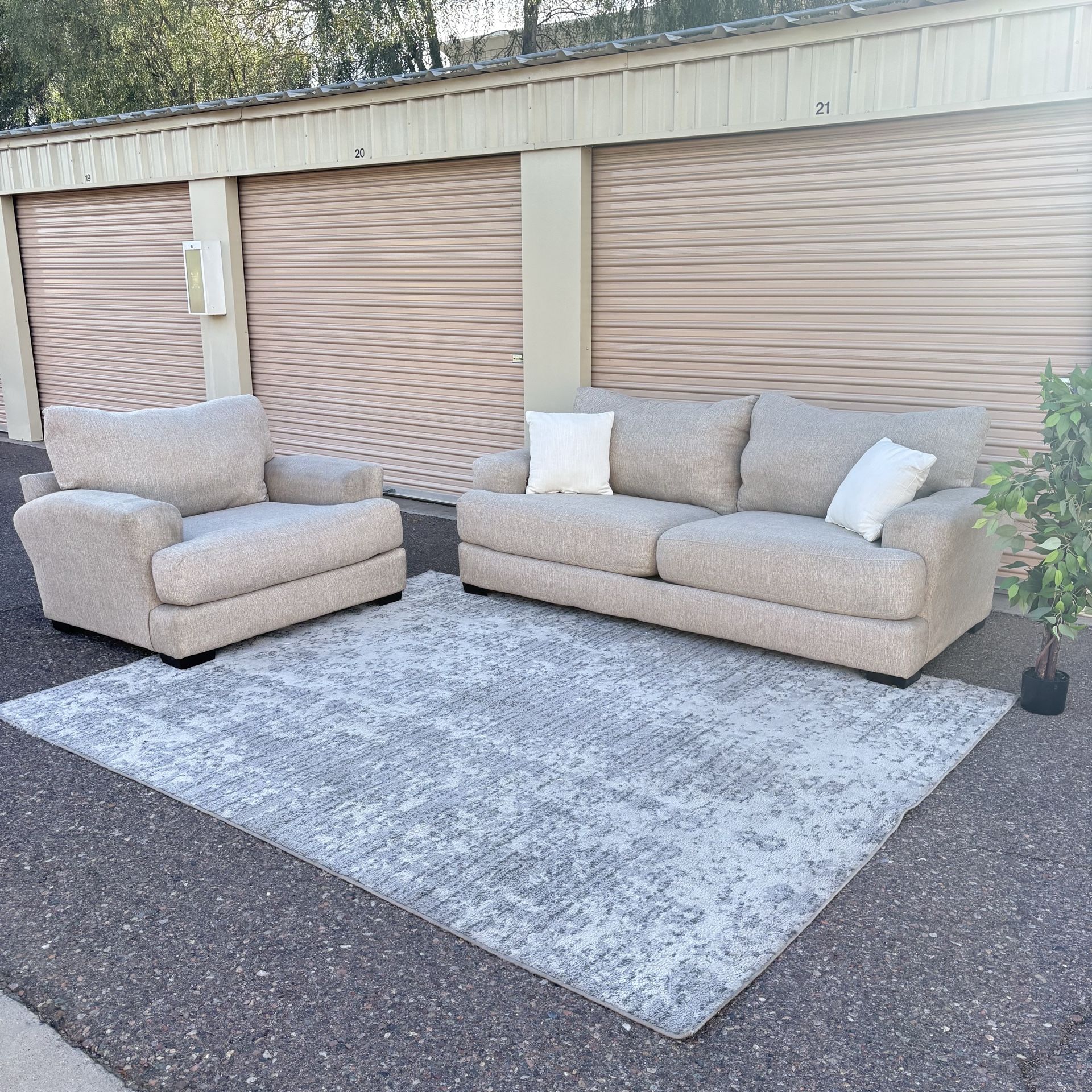 AFW Grey Sofa + Chair Set w/ USB Charging