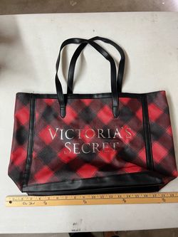 Victoria's Secret Red Black Plaid Tote Bag