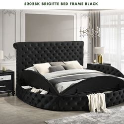 QUEEN BLACK VELVET BEDFRAME WITH STORAGE/KING $850