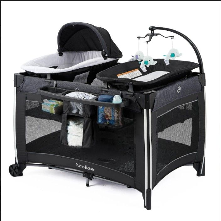 Pamo Babe 4-in-1 Portable Baby Playard with Bassinet & Changing Table