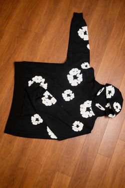 black and white denim tear hoodie size M