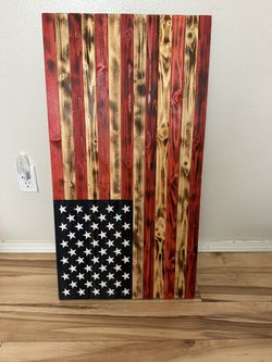 American Flag Wood Hand Mande & Painted