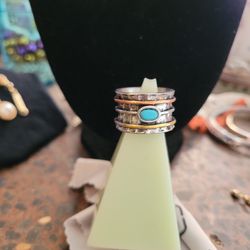 Fashion Ring With Turquoise Size 8 
