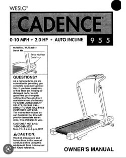 Weslo Cadence 955 Treadmill 0 10 MPH 2.0 HP Auto Incline for Sale in Belleview FL OfferUp
