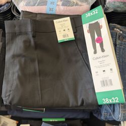Men Calvin Klein Dress Pants Slim Fit Size 38 x 32