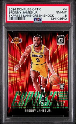 PSA 8 2024 Donruss Optic Bronny James Jr. Express Lane-Green Shock 069/149