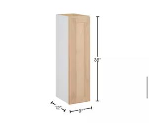 Hampton Bay 9 in. W x 12 in. D x 36 in. H Ready to Assemble Wall Kitchen Cabinet in Unfinished