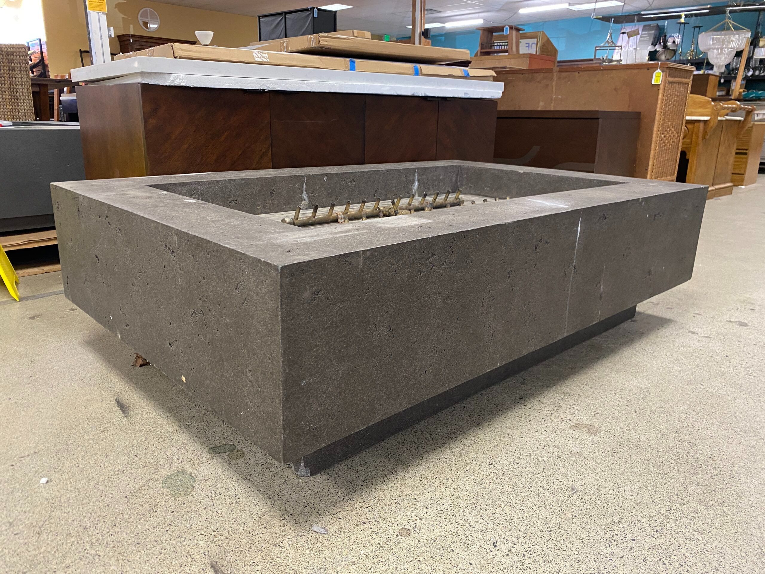 RESTORATION HARDWARE Ixtapa Rectangular Plinth Fire Table in Black Sand