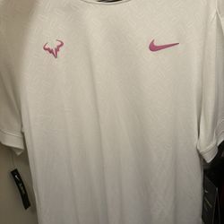  Nike Tennis Shirt Rafa Nadal AeroReact Court White Mens Size Large