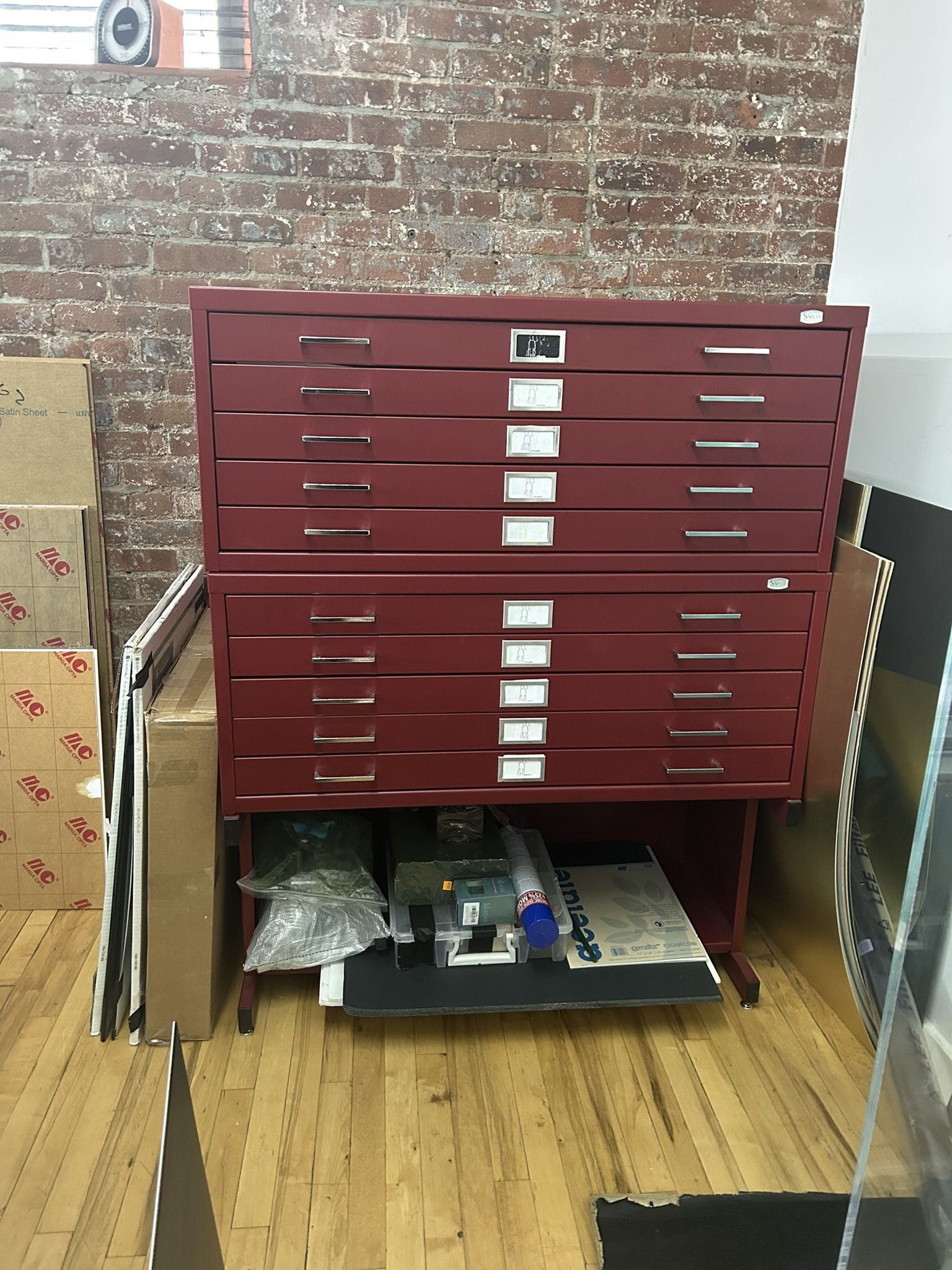 Red Safco Flat File Cabinet 
