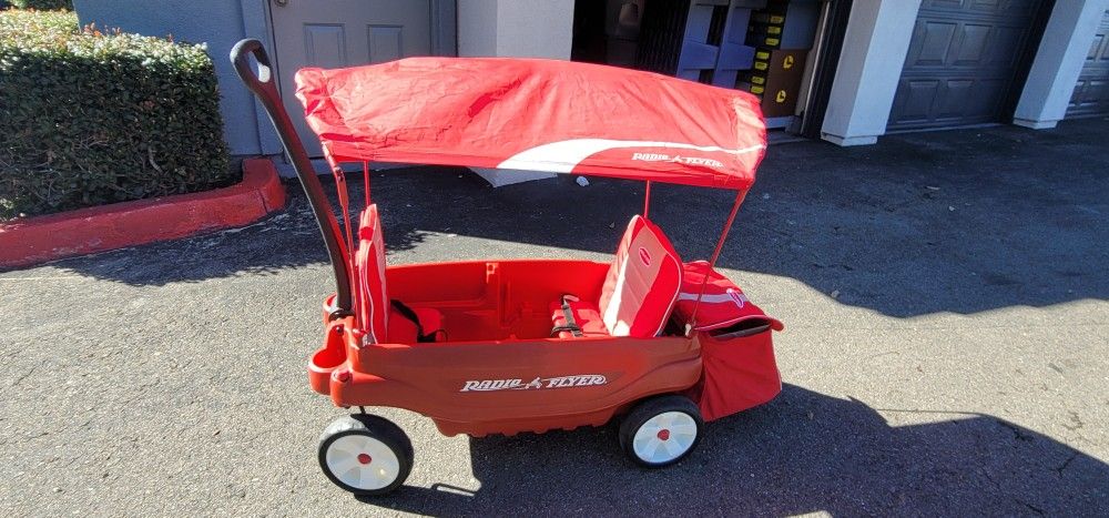 Radio Flyer Wagon With Canopy, Basket And Cushion Seats