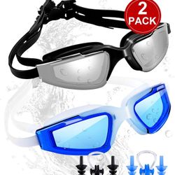 Swim Goggles, 2 Pack Swimming Goggles No Leaking Anti Fog UV Men Women Youth