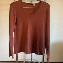 T Tahari Womens SP Mesa Brown V Neck Sweater Rayon Blend Petite NWT