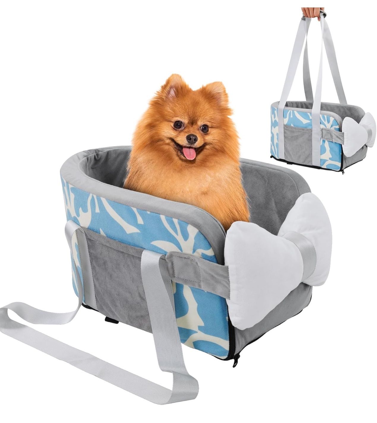 (4000) LOOBANI Center Console Dog Car Seat on Car Armrest, Comfortable Dog Car Seats for Small Dogs Cats to See Out Window Up to 12 Lbs, Portable Dog