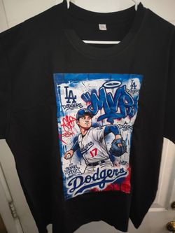 Los Angeles Dodgers #17 Graffiti Graphic T-Shirt Men’s 2XL Black New