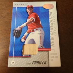 2002 DONRUSS JORGE PADILLA GAME USED BAT INSERT, Philadelphia Phillies, 263/500