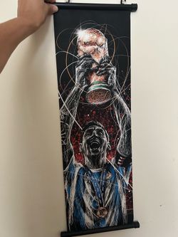 Vertical Soccer Wall Scroll Poster Sports Artwork 24x9 (Messi/World Cup)