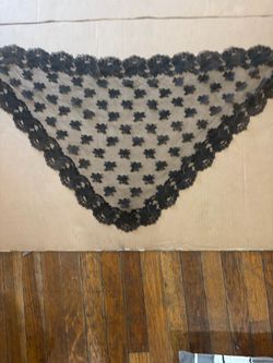 Black Lace Triangle fabric vtg