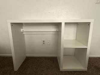 White Desk with Side Shelves