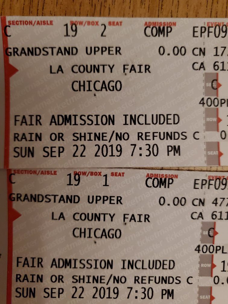 (2) Chicago Concert at LA county fair Sept 22