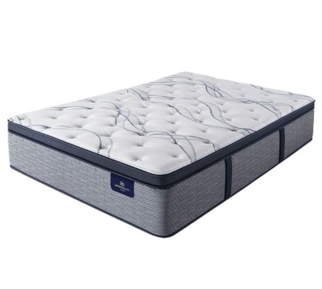 Bran new Serta Pacific Dunes Plush Pillow Top Mattress With Box Spring