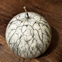 Spherical Candle With A Marbled White & Green Finish