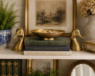 Vintage Brass Pedestal Catchall Bowl | Entryway | Coffee Table Decor Mid Century Modern Hollywood Regency