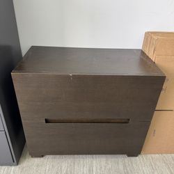 Modern 2-Drawer Storage Cabinet / Nightstand (Dark Wood) QTY 2