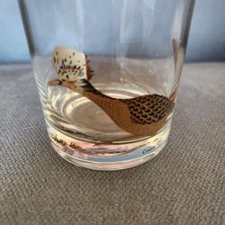 Six Vintage Blown Glass Mid Century Gold Couroc Road Runner 6 Glasses