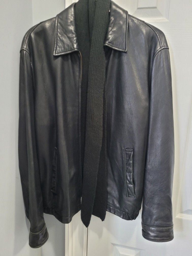 Nautica Black Leather Jacket size 44R