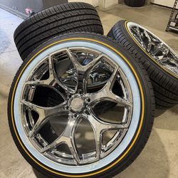 22X10 F-150 SHELBY SUPERSNAKE Chrome  Set Of 4 Wheels Tires 285/45/22 Vogue Tires