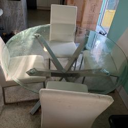 Glass Top Table With 4 Chairs