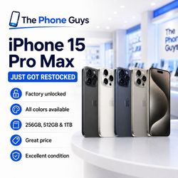 iPhone 15 Pro Max 6.7" (Unlocked) 256GB Natural Titanium - 90 day warranty included!