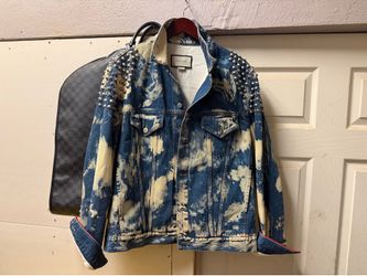 gucci denim bleached studded jared leto jacket