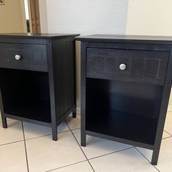Two Black/Dark Brown Nightstands With Drawers