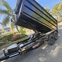 BRAND NEW DUMP TRAILER HEAVY DUTY SCISSOR HOIST 8 TONS, SET RAMPS, LED LIGHTS, TOOL BOX,ROLLING TARP,SPARE TIRE,IDEAL FOR BOBCAT FOR ANY QUESTION TEXT