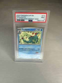 Pokemon 2025 Feraligatr 213 Illustration Contest 2024 Black Star Promo PSA 9