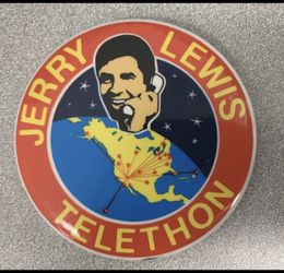 1974 Jerry Lewis Telethon Pin Back Button Labor Day MDA Telethon 3" Circle.