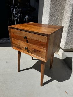 Solid Wood 2-Drawer Nightstand