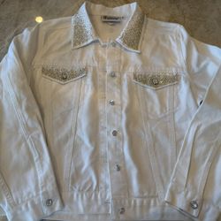 Christine Alexander Medium White Denim Swarovski Crystal Jacket