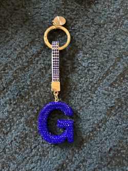 Sparkly keychain (Letter G) BLUE BLACK