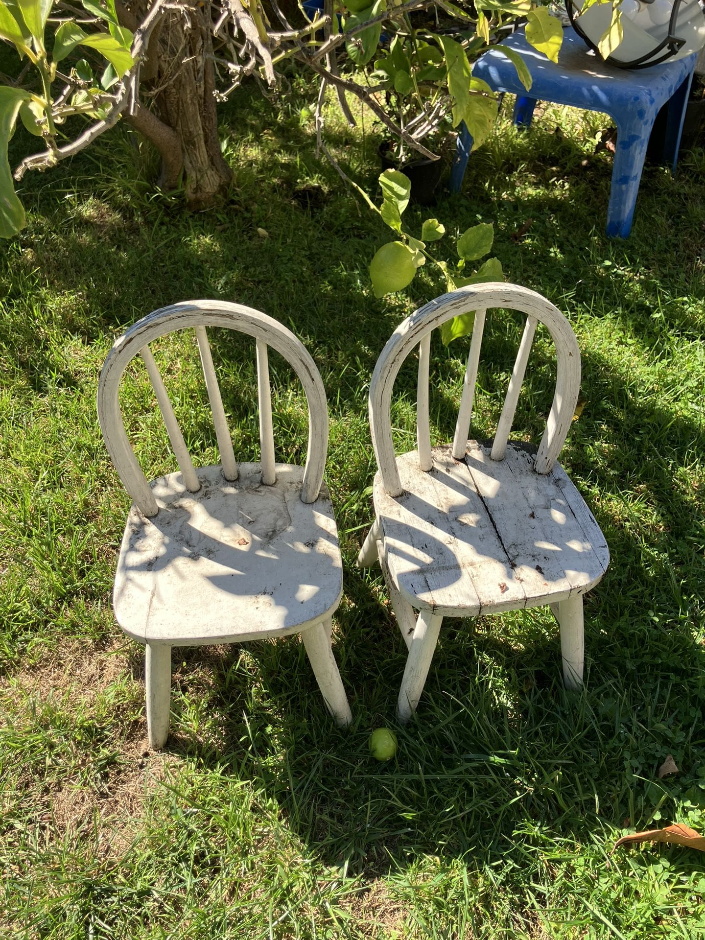 Pair Vintage 1950’s Child’s Wood Chairs