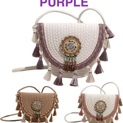 Bohemian Braided Design Crossbody Bags Purse for Women Trendy Tassel Decor Travel Shoulder Bag Handbag Large Capacity