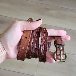 LRL Brown Leather Slim Belt L