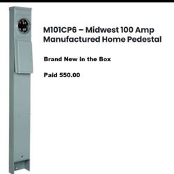 M101C6 - Midwest 100 Amp Manufactured Home Pedestal
